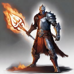 Create an image of a Dungeons & Dragons character who is a fire genasi