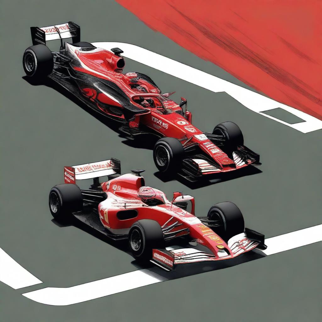 Create a book cover image that tells a love story set in the world of Formula 1 racing