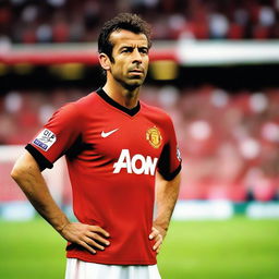 Alessandro Del Piero, the legendary footballer, wearing a Manchester United jersey