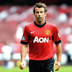 Alessandro Del Piero, the legendary footballer, wearing a Manchester United jersey