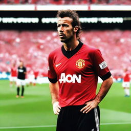 Alessandro Del Piero, the legendary footballer, wearing a Manchester United jersey