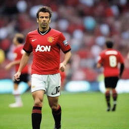 Alessandro Del Piero, the legendary footballer, wearing a Manchester United jersey