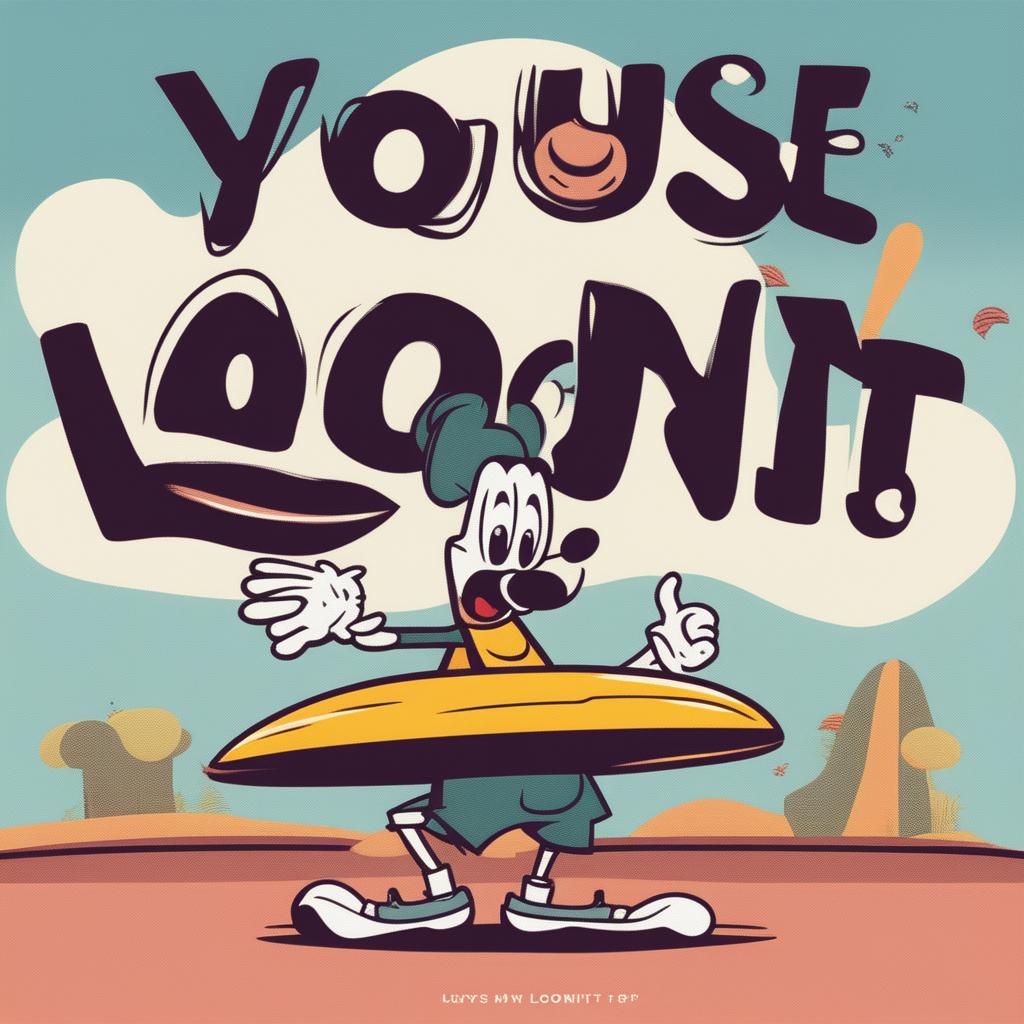 Create a fun, cartoonish image of a goofy character, with the phrase 'Youse loonit' written in a playful font at the bottom