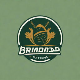 Design a striking logo for a cricket team named Brigade Meadows, incorporating elements of cricket and a meadow, exuding a sense of strength and community