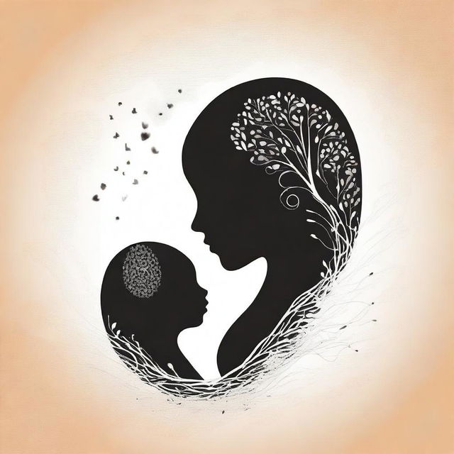 Generate an image that symbolizes 'Whispers of Conception and the Womb: How Early Memories Shape Our Life Journey' with a focus on the relationship between parents and their child in the womb