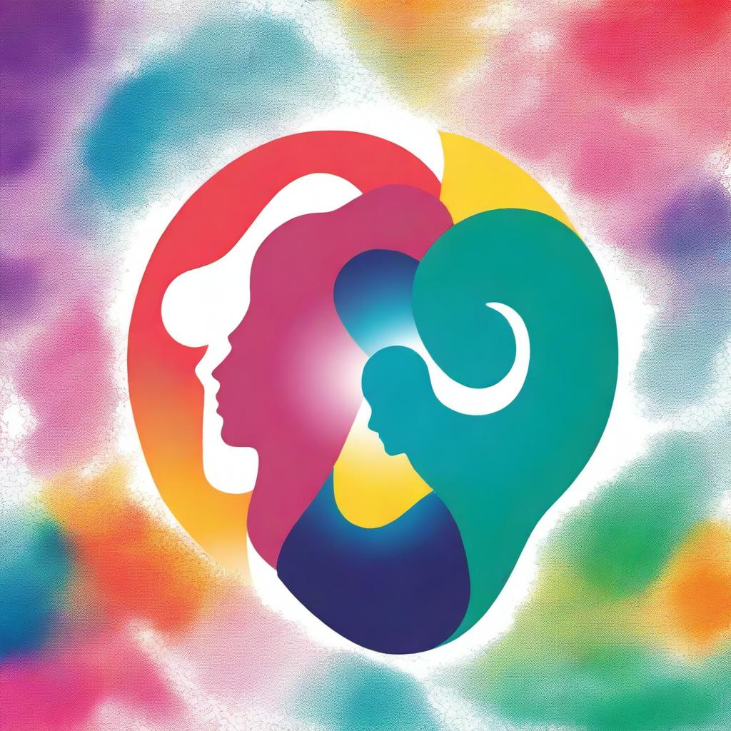 Generate a vibrant and colourful image that symbolizes 'Whispers of Conception and the Womb: How Early Memories Shape Our Life Journey', focusing on the relationship between parents and their child in the womb