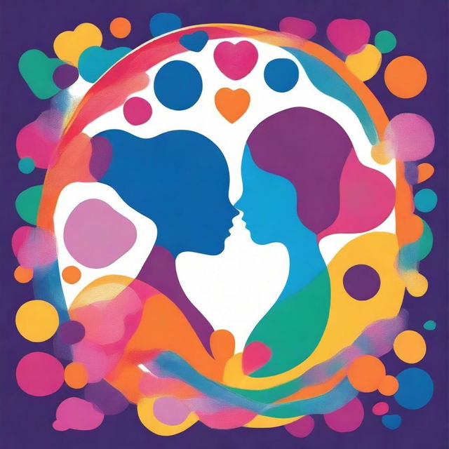 Generate a vibrant and colourful image that symbolizes 'Whispers of Conception and the Womb: How Early Memories Shape Our Life Journey', focusing on the relationship between parents and their child in the womb