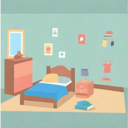 Create a vector image of a boy's bedroom