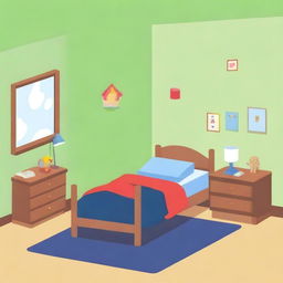 Create a vector image of a boy's bedroom