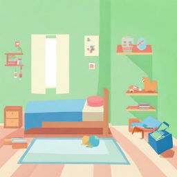 Create a vector image of a boy's bedroom