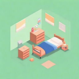 Create a vector image of a boy's bedroom