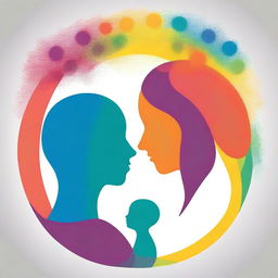 Generate a vibrant, colourful, and intellectual image that symbolizes 'Whispers of Conception and the Womb: How Early Memories Shape Our Life Journey', focusing on a man, a woman, and their child in the womb