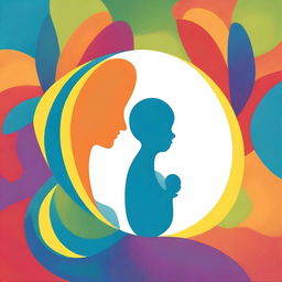 Generate a vibrant, colourful, and intellectual image that symbolizes 'Whispers of Conception and the Womb: How Early Memories Shape Our Life Journey', focusing on a man, a woman, and their child in the womb