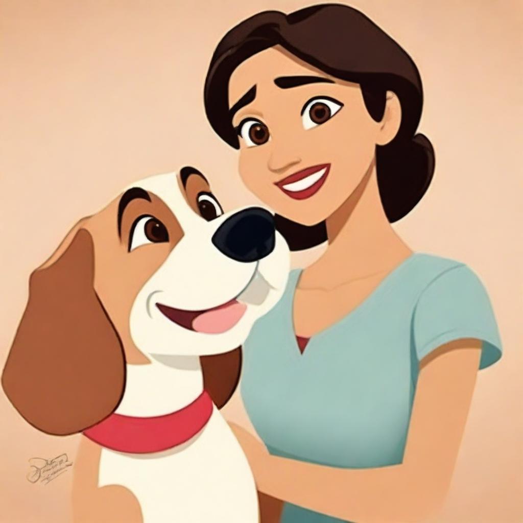 Create a high-quality Disney-style movie poster featuring a Filipina actress and a theme about dogs