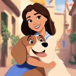 Create a high-quality Disney-style movie poster featuring a Filipina actress and a theme about dogs