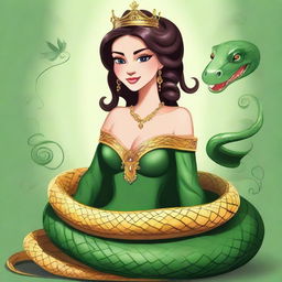 Create an image of a princess who is also a snake