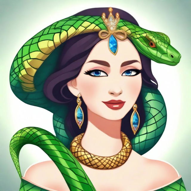 Create an image of a princess who is also a snake