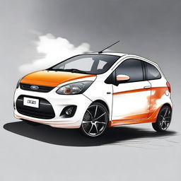 Create an anime-style image of a Ford Figo car drifting without any smoke