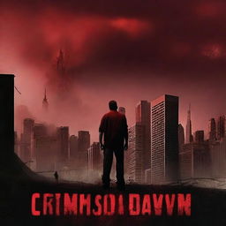 Create a movie poster for a Hollywood apocalypse film titled 'Crimson Dawn'