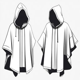 Create a clipart style drawing of a hooded poncho