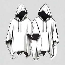 Create a clipart style drawing of a hooded poncho