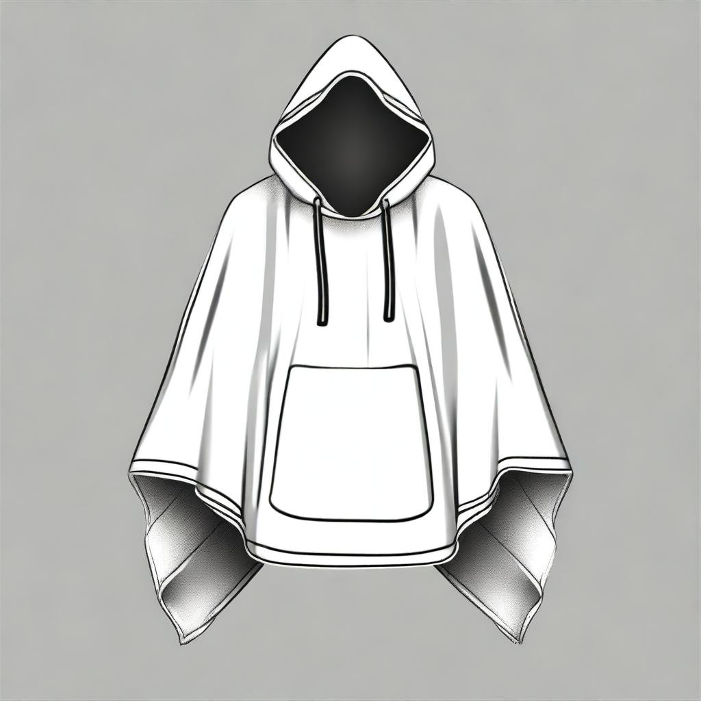 Create a clipart style drawing of a hooded poncho