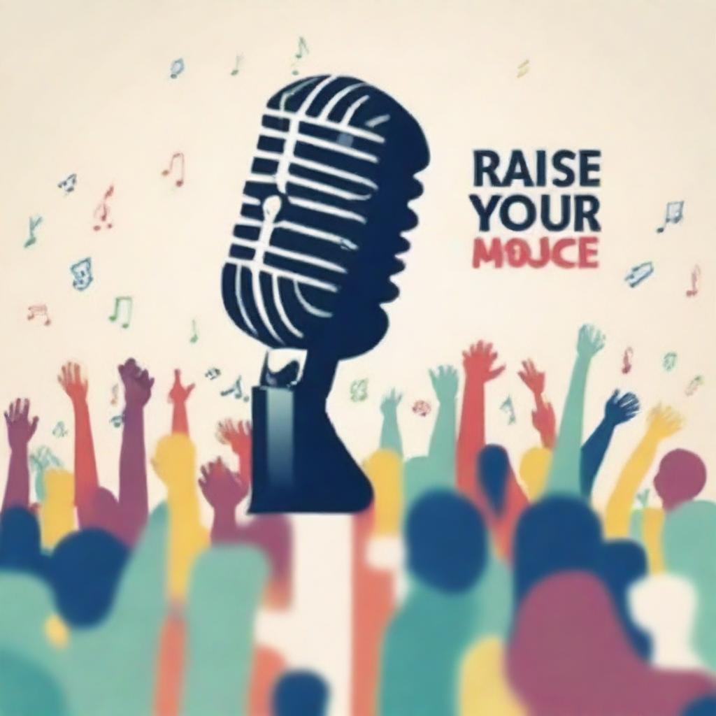 Create an image for a music contest named 'Raise Your Voice'