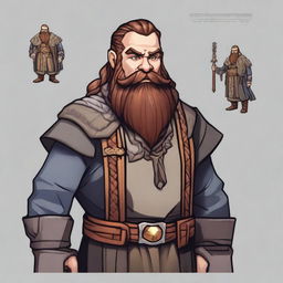 Generate an image of a male Dwarf character from Dungeons and Dragons, with a long braided beard, designed in the style of the characters from Peaky Blinders