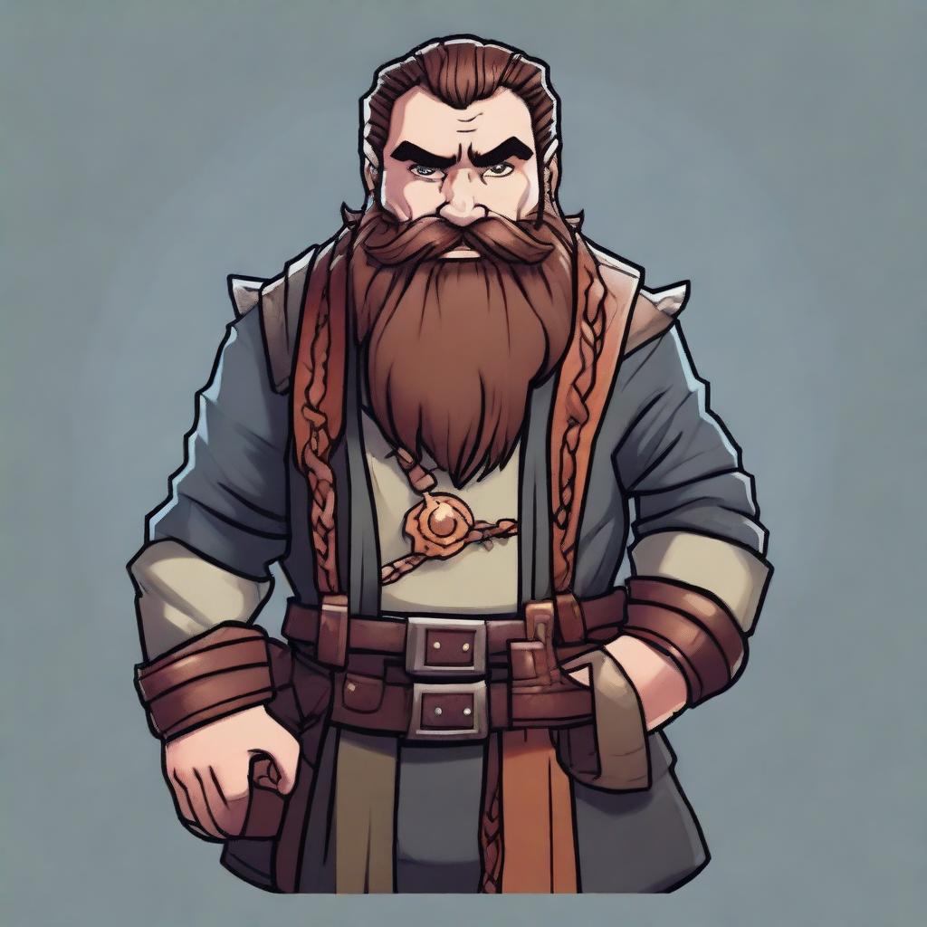 Generate an image of a male Dwarf character from Dungeons and Dragons, with a long braided beard, designed in the style of the characters from Peaky Blinders