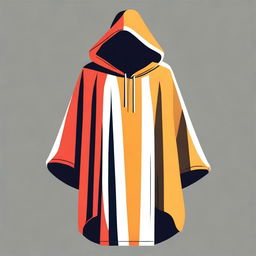 Generate a simple, clipart style drawing of a hooded poncho