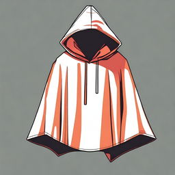 Generate a simple, clipart style drawing of a hooded poncho