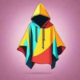 Generate a simple, clipart style drawing of a hooded poncho