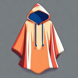 Generate a simple, clipart style drawing of a hooded poncho