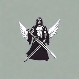 Generate a logo for a metal band featuring an angel holding a sword