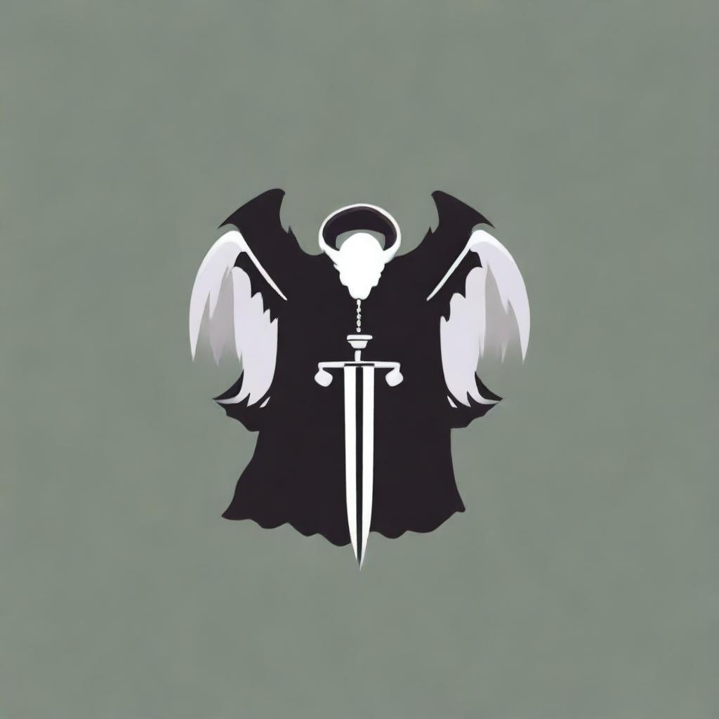 Generate a logo for a metal band featuring an angel holding a sword