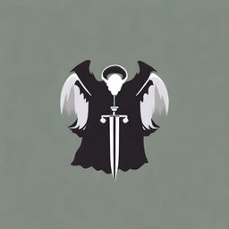 Generate a logo for a metal band featuring an angel holding a sword