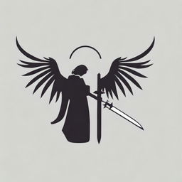 Generate a logo for a metal band featuring an angel holding a sword