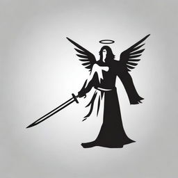 Generate a logo for a metal band featuring an angel holding a sword