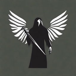 Generate a logo for a metal band featuring an angel holding a sword