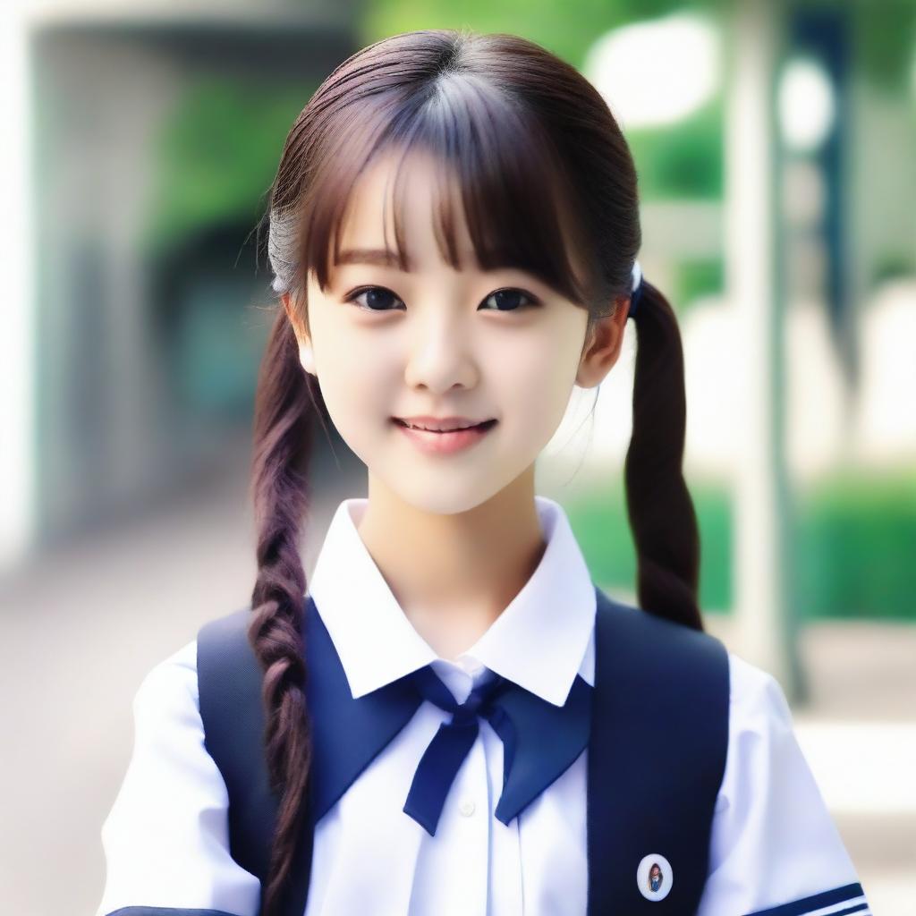 Generate an image of a Korean school girl