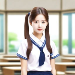 Generate an image of a Korean school girl