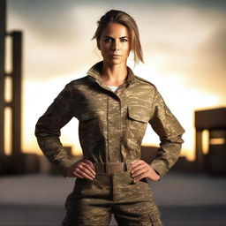 A confident and attractive woman soldier