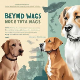 Generate a book cover for a book titled 'Beyond Woofs and Wags: A Journey Through the History, Literature, and Pop Culture of Dogs'