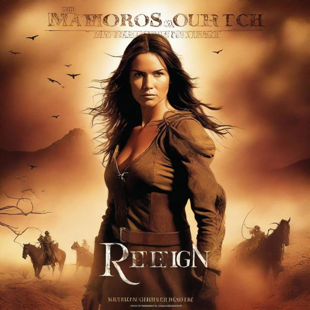 Create a movie poster featuring the title 'Mayro Reign: Mistress of the Outback'