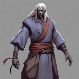 A martial monk who is a semi-dark elf drow from the Dungeons and Dragons universe