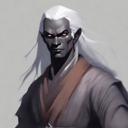 A martial monk who is a semi-dark elf drow from the Dungeons and Dragons universe