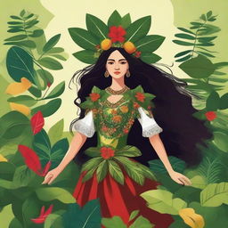 Create an image of Madre Monte, a mythical figure from Colombian folklore