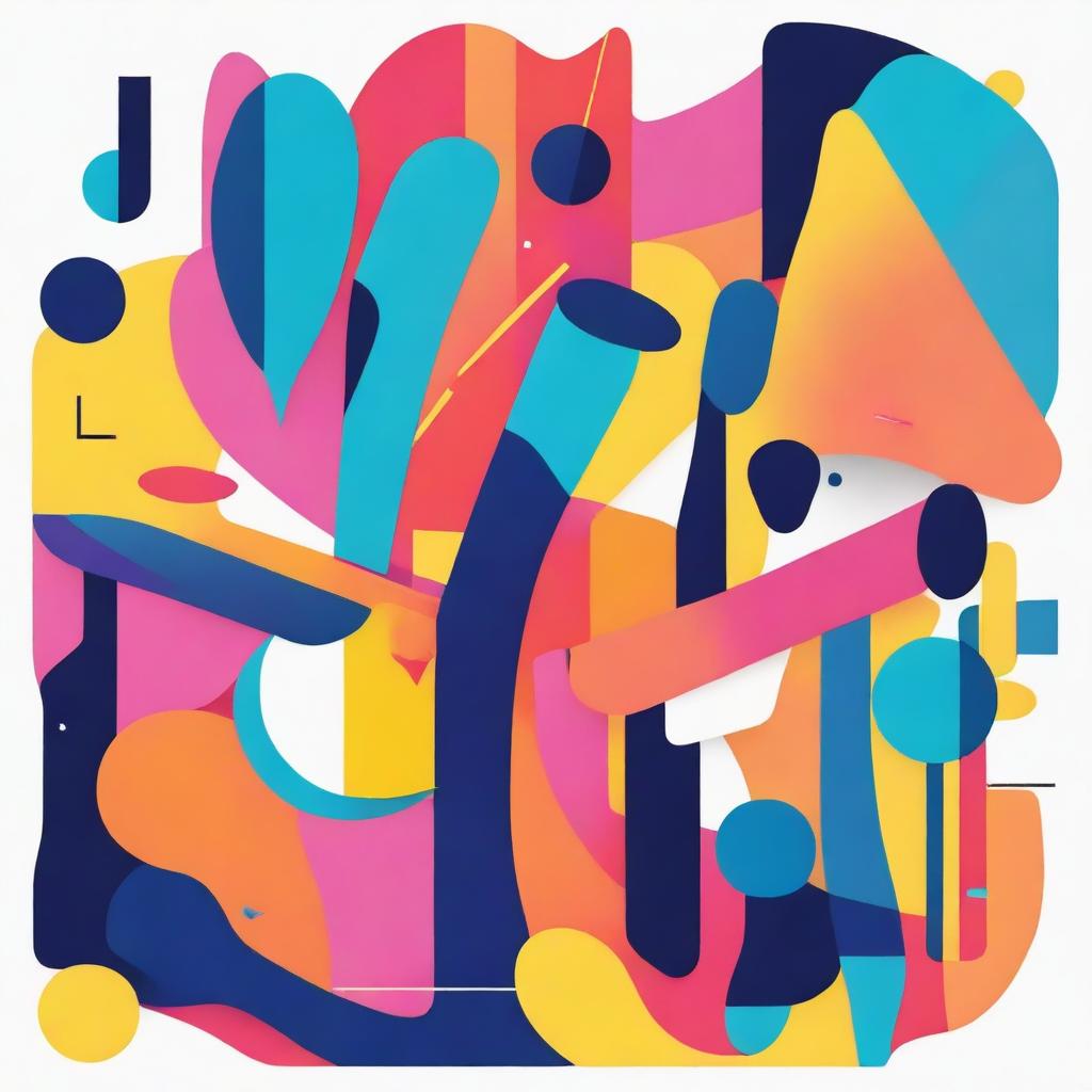 A vibrant and eye-catching album cover featuring a mix of abstract shapes and bright colors