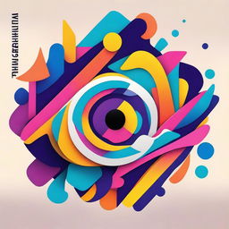 A vibrant and eye-catching album cover featuring a mix of abstract shapes and bright colors