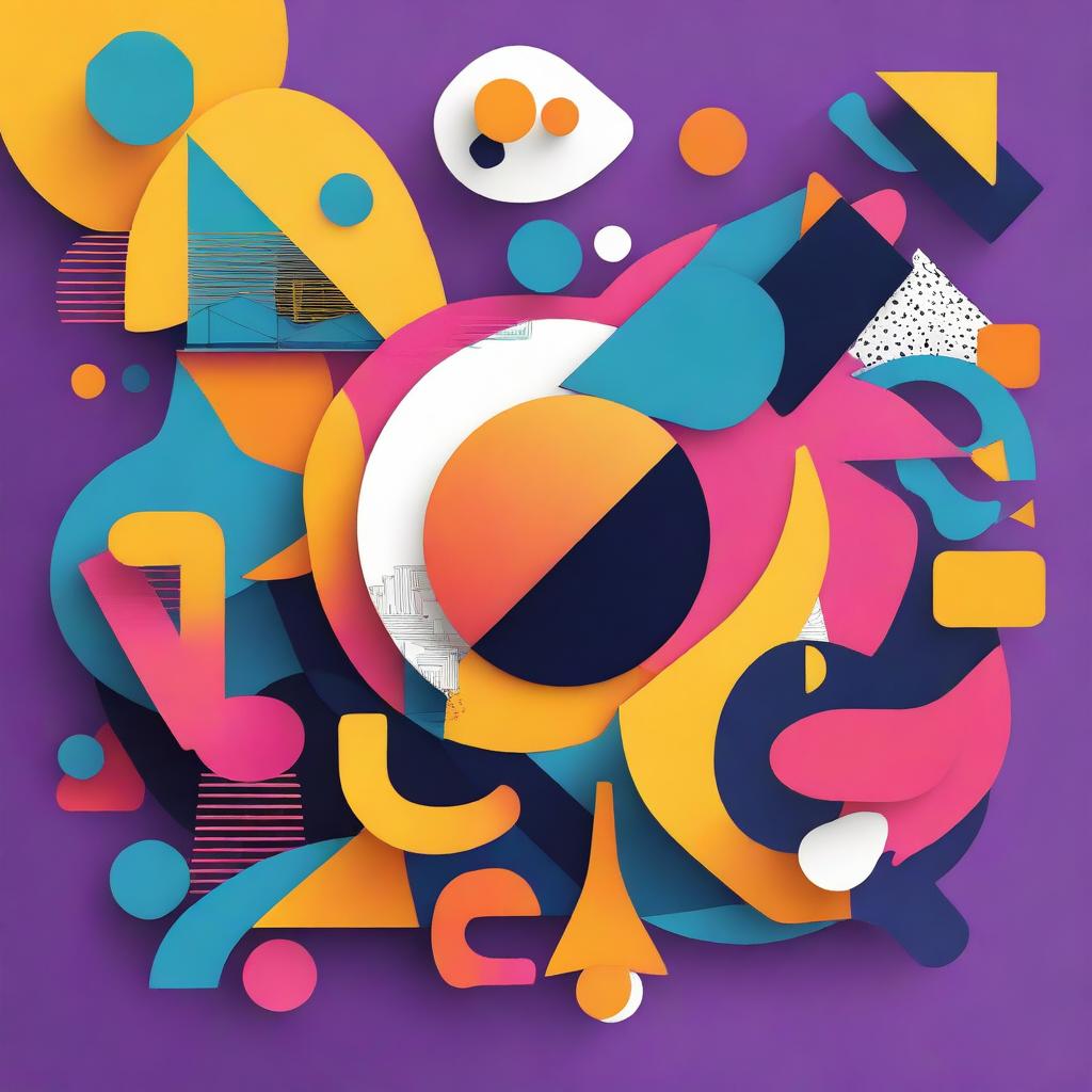 A vibrant and eye-catching album cover featuring a mix of abstract shapes and bright colors